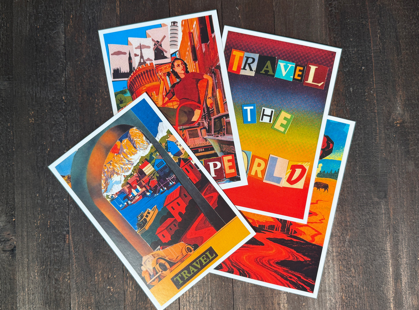 World Travel Collage Postcards - Set of 15