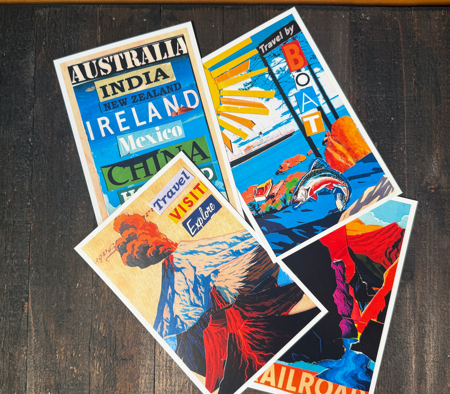 World Travel Collage Postcards - Set of 15