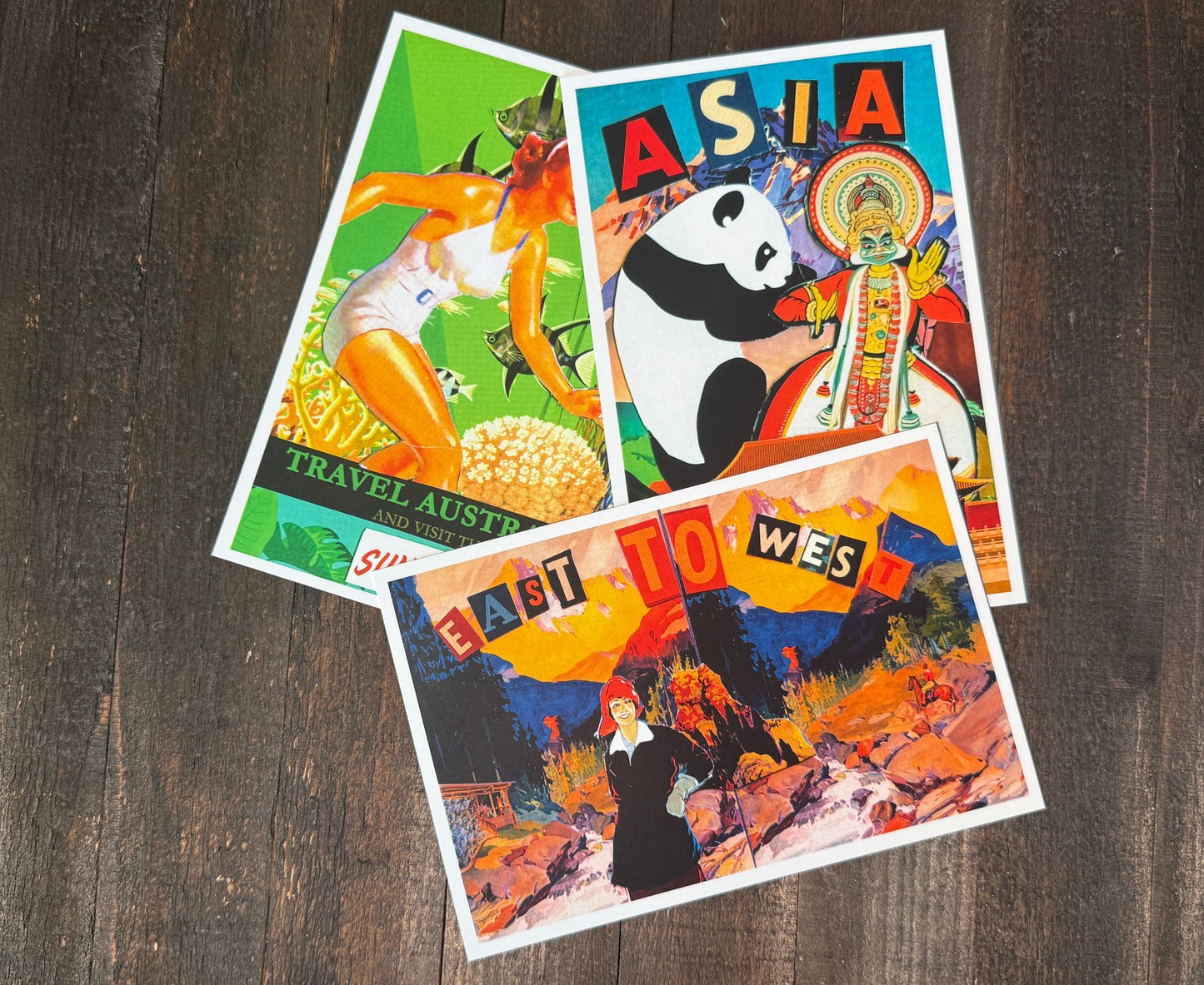 World Travel Collage Postcards - Set of 15