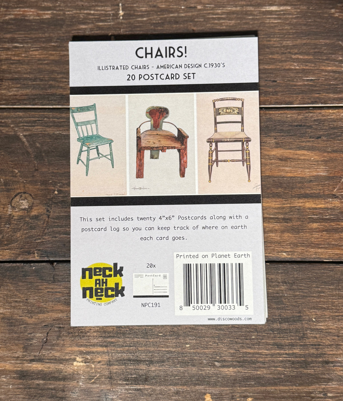 Vintage American Chair Postcard Set — 20 Illustrated Chair Postcards — Index of American Design — Furniture & Rustic Art Prints
