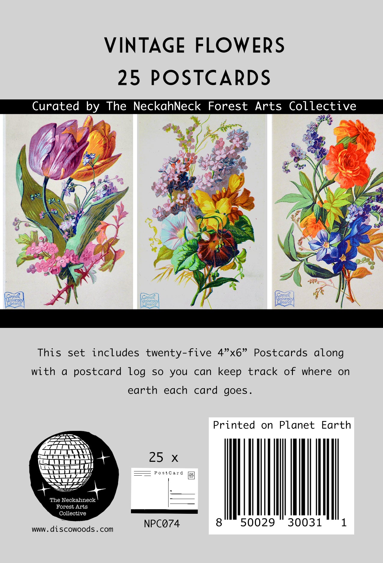 Vintage Flower Postcards - Set of 25