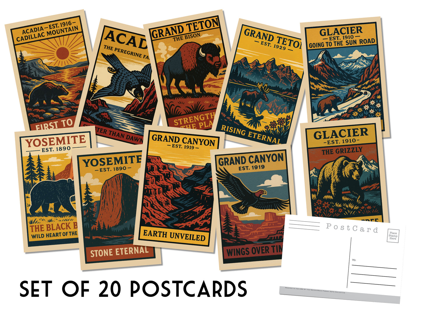 Vintage National Parks Postcards- Set of 20