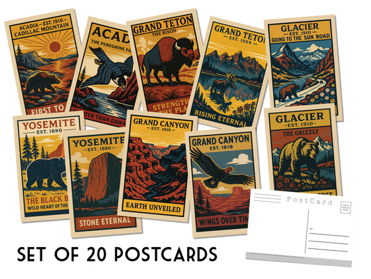 Vintage National Parks Postcards- Set of 20