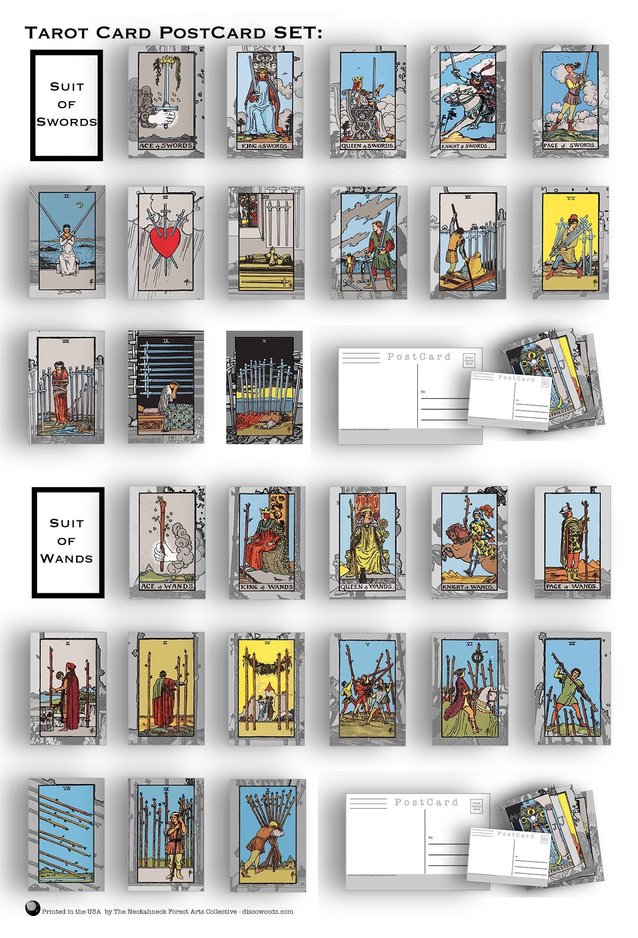 Tarot Postcard Set - Set of 78 Postcards - Every single tarot card as a post card