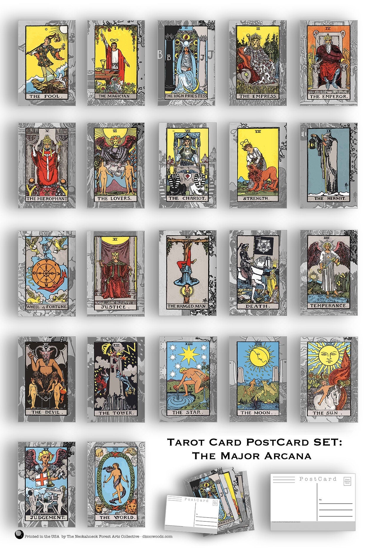 Tarot Postcard Set - Set of 22 Postcards - The Major Arcana