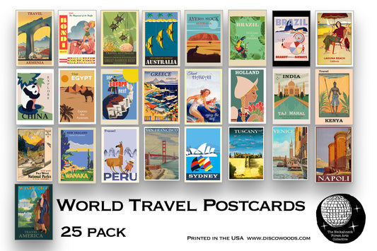 World Travel Postcards - Set of 25