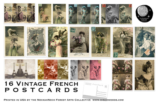 Vintage French Postcards- Set of 16