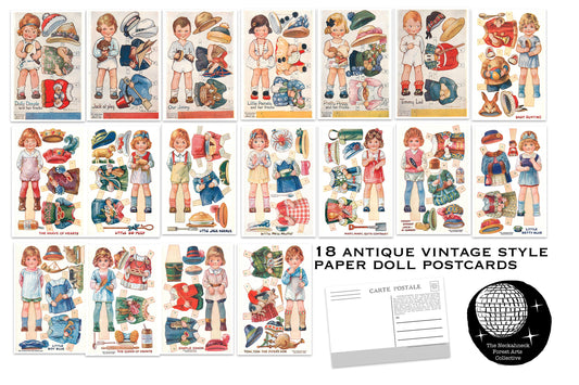 Paper Doll Postcards - Set of 18