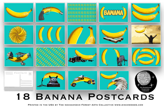 18 Bright Beautiful Banana Postcards great for Scrapbooking, mailing as Post Cards or collage kits