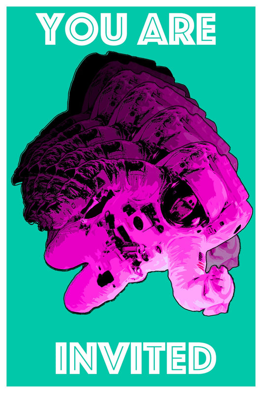 "You Are Invited" Neon Astronaut Postcards - Set of 10