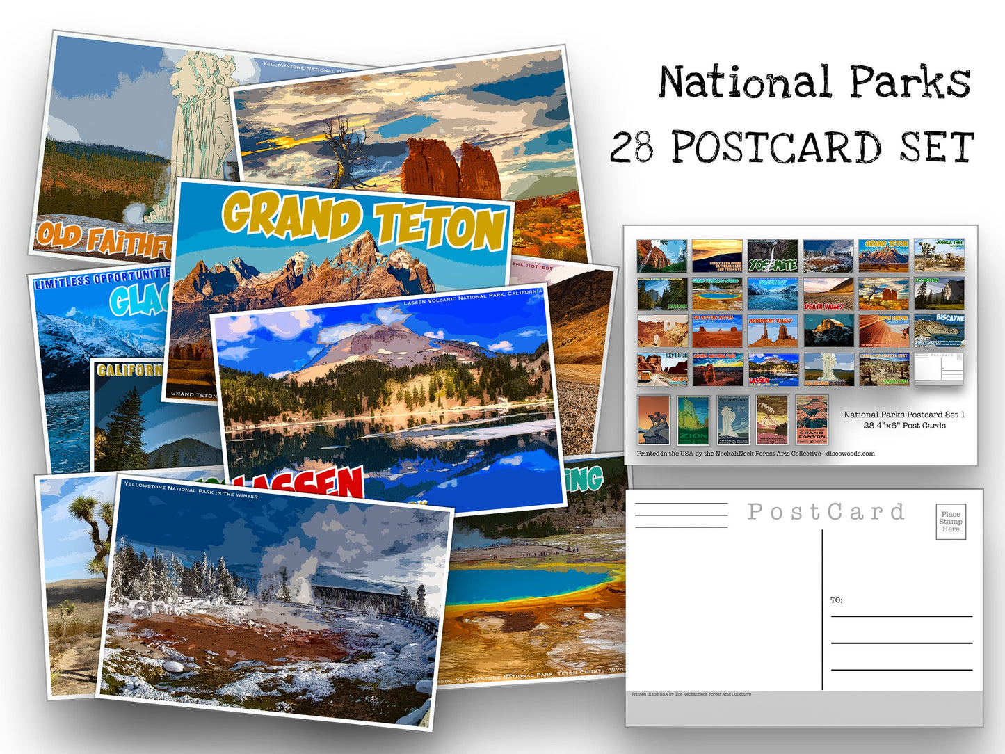 National Parks Postcard Set - Set of 28 National Park Postcards - Travel - Adventure - Natural Wonders - Scrapbooking -collage - Post Cards