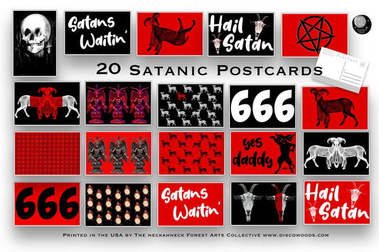 20 high quality Satanic Postcards great for mailing as Post Cards or use them l wall art, collage kits or for home decor