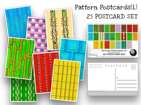 Pattern Postcard Set (1) - Set of 25 Artist Postcards - Shima Shima - Art Deco art -Scrapbooking - Vintage - wall art