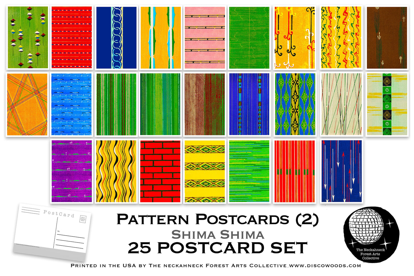 Pattern Postcard Set (2) - Set of 25 Artist Postcards - Shima Shima - Art Deco art -Scrapbooking - Vintage - wall art