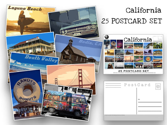 California Travel Postcards - Set of 25