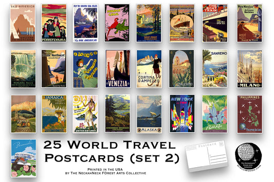 World Travel (Set 2) Postcards - Set of 25