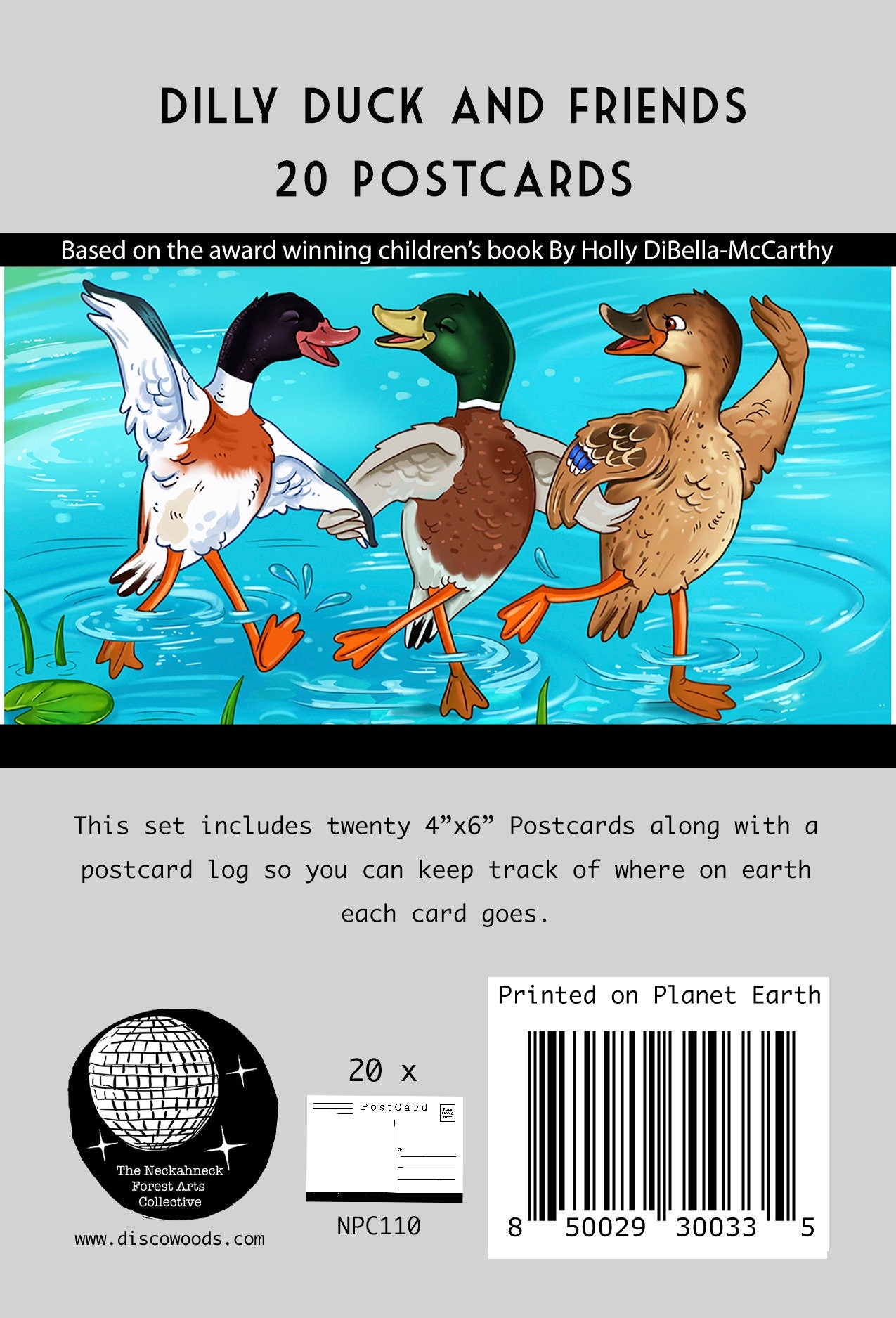 Dilly Duck and Friends Postcards Set - Set of 20 cartoon Post cards - duck lovers - gift for kids - Scrapbook - learn to read - home decor