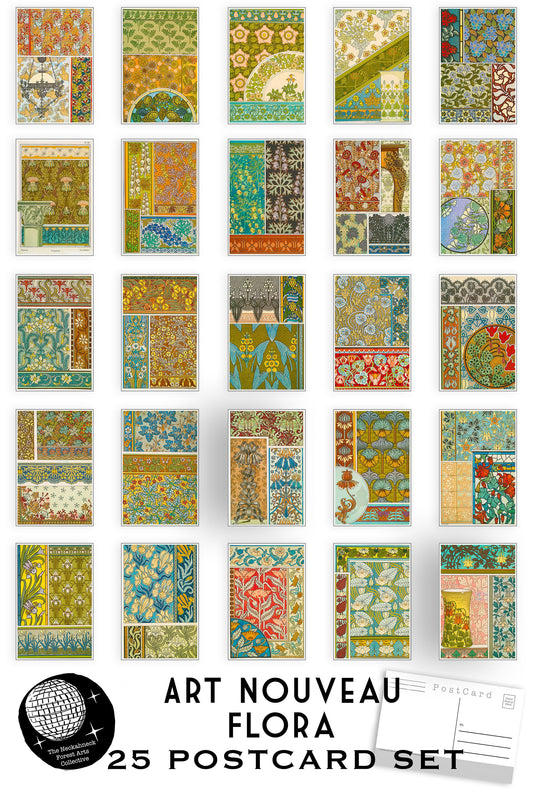 Art Nouveau Flora Postcards - Set of 25