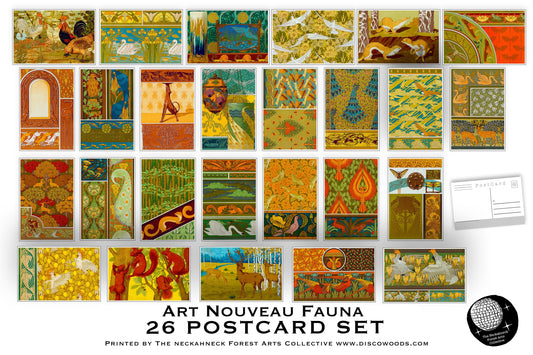 Art Nouveau Fauna Postcards - Set of 26