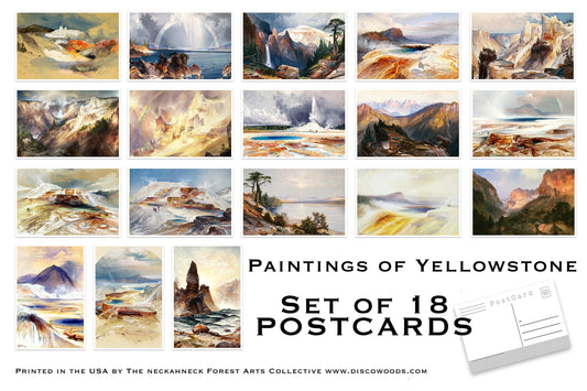 Yellowstone Paintings Postcard Set - Set of 18 Postcards - artist postcards - American West - Paintings - Hudson River school - landscapes