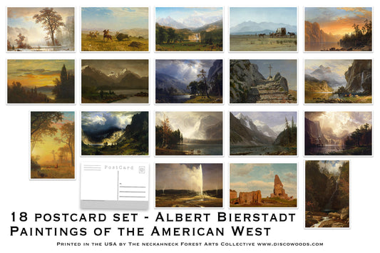 American West Postcard Set - Set of 18 Postcards of Paintings by Albert Bierstadt - artist postcards - Hudson River school - landscapes