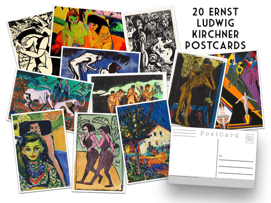 Ernst Ludwig Kirchner Postcard Set - Set of 20 Postcards - artist postcards - Scrapbooking Post Cards - German expressionism