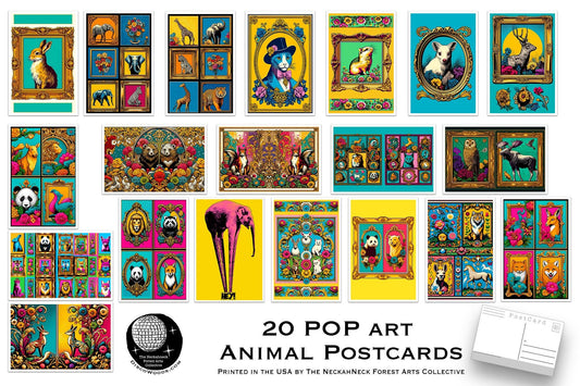 Pop Art Animals Postcards – Set of 20