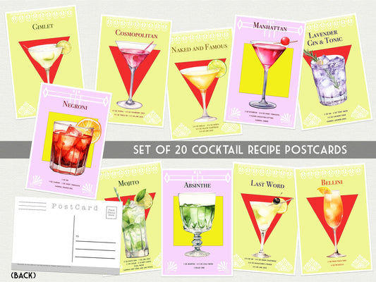 Cocktail Recipes (Set 1) Postcards  – Set of 20