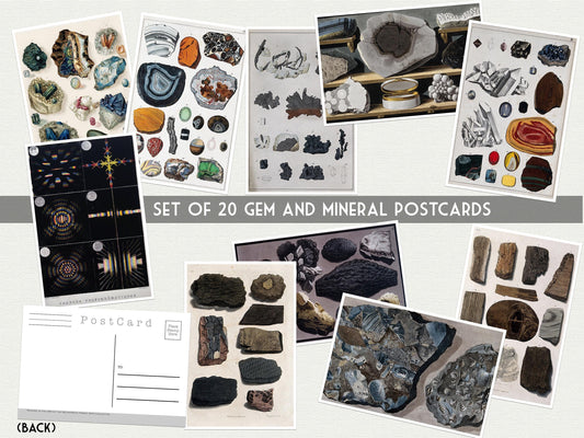 Gemstones and Minerals Postcards – Set of 20