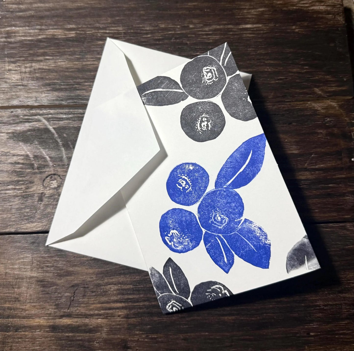 Blueberries Hand-Printed Greeting Card