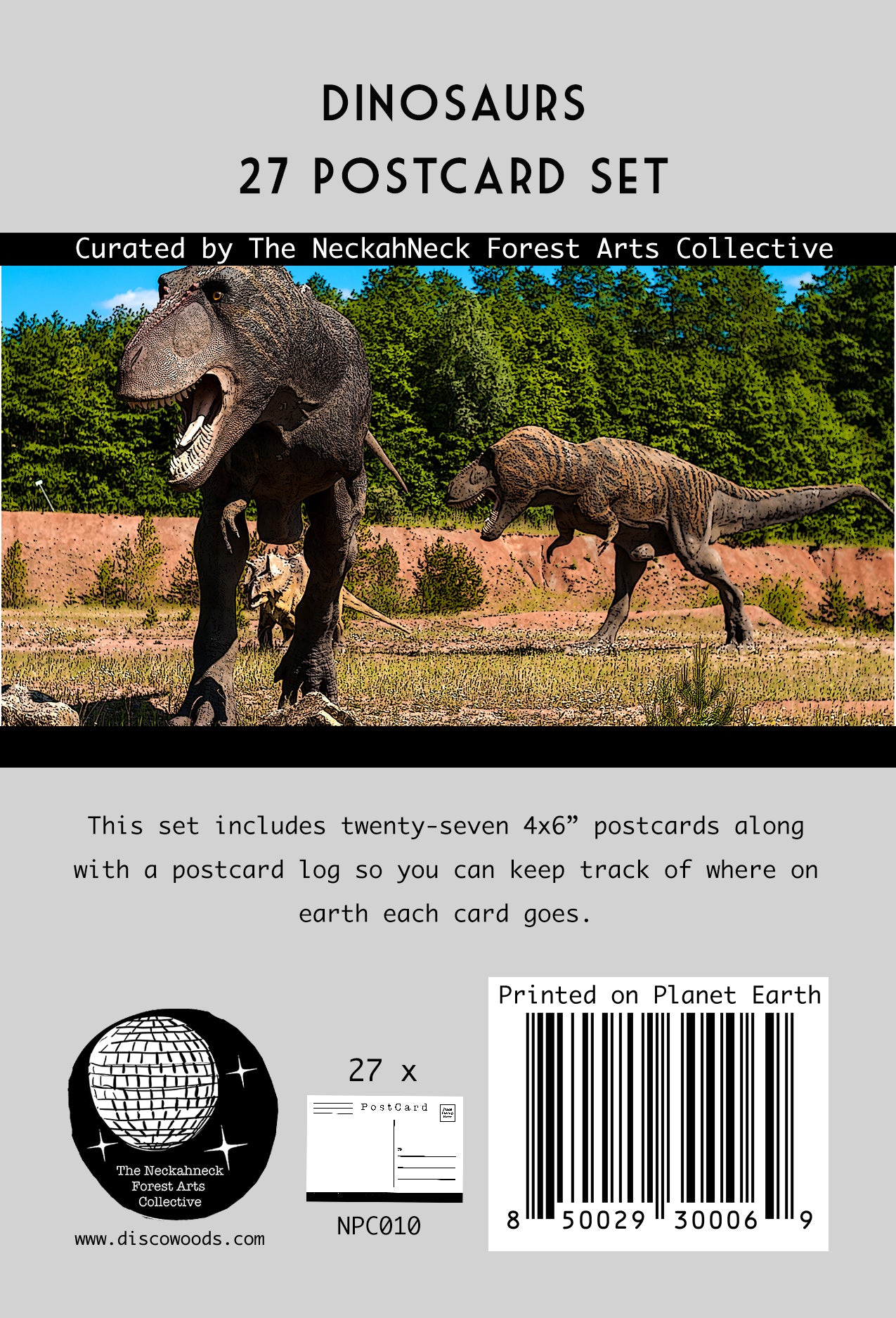 Dinosaur Postcards- Set of 27 – The NeckahNeck Forest Arts Collective