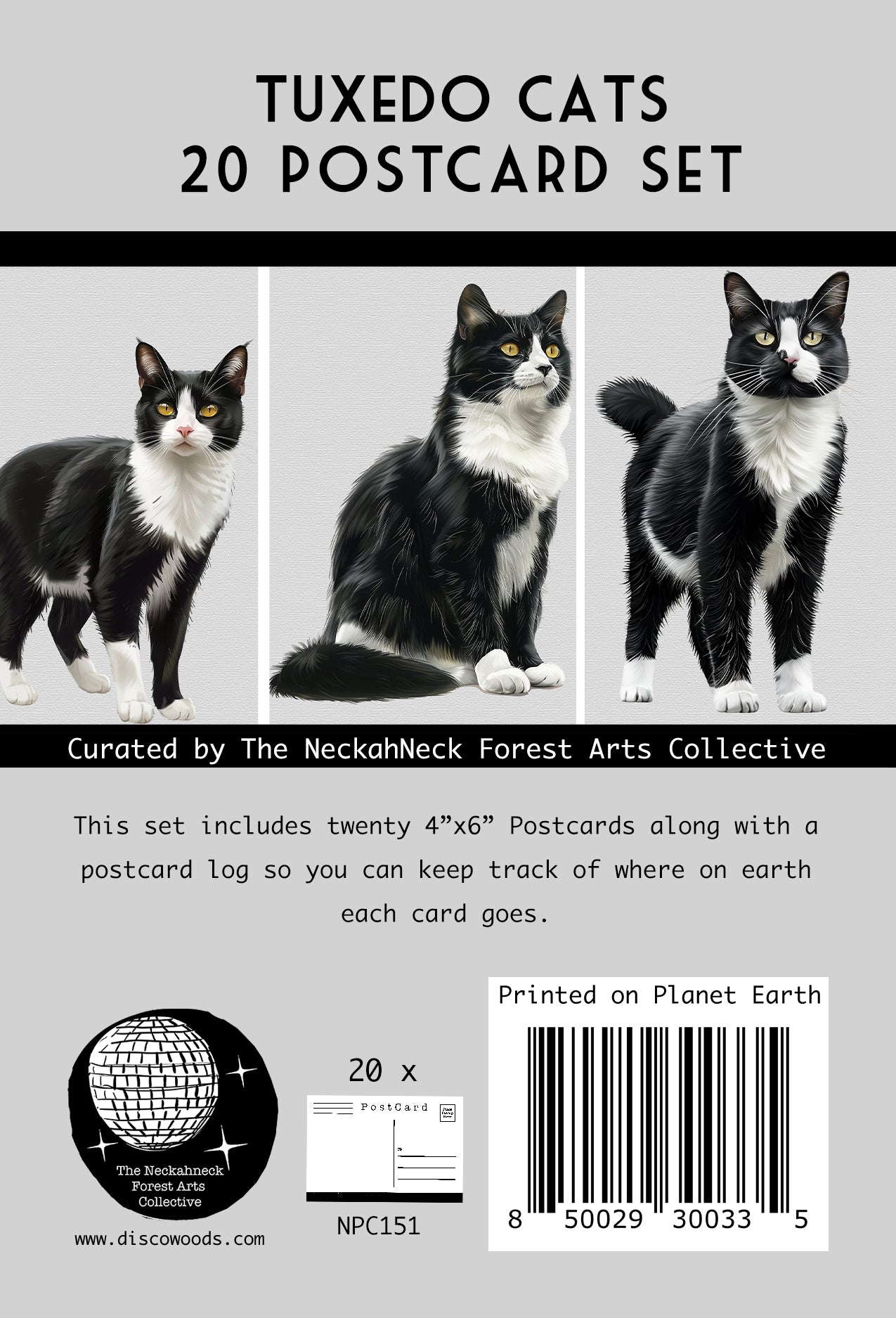 Tuxedo Cat Postcards – Set of 20
