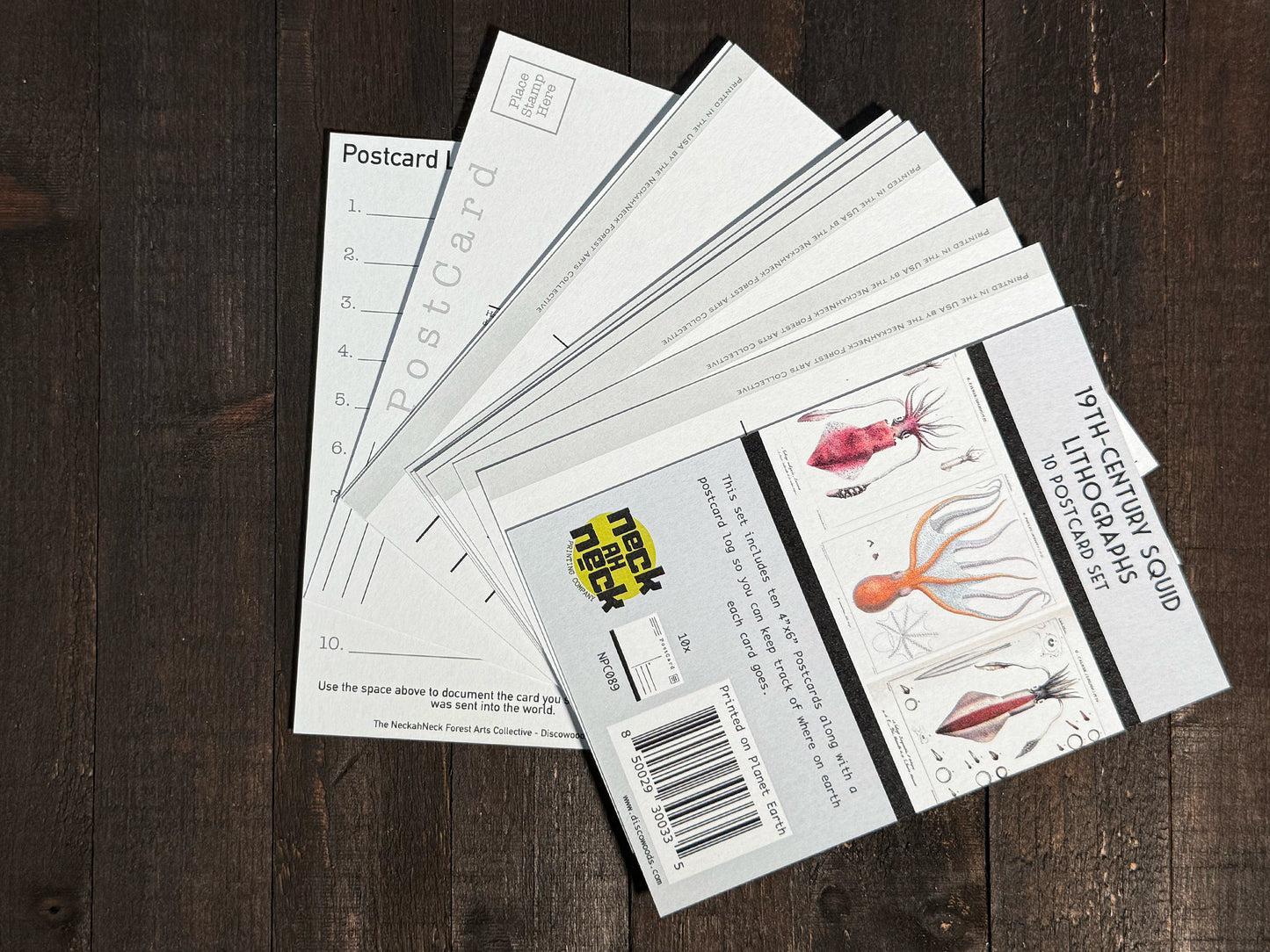 Squid Lithograph Postcards  - Set of 10