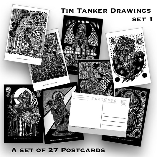 Tim Tanker - Postcard set - 27 post cards - Drawings - Artworks - punk rock prints - Protest Art