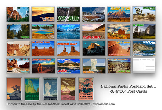 National Parks Postcard Set - Set of 28 National Park Postcards - Travel - Adventure - Natural Wonders - Scrapbooking -collage - Post Cards