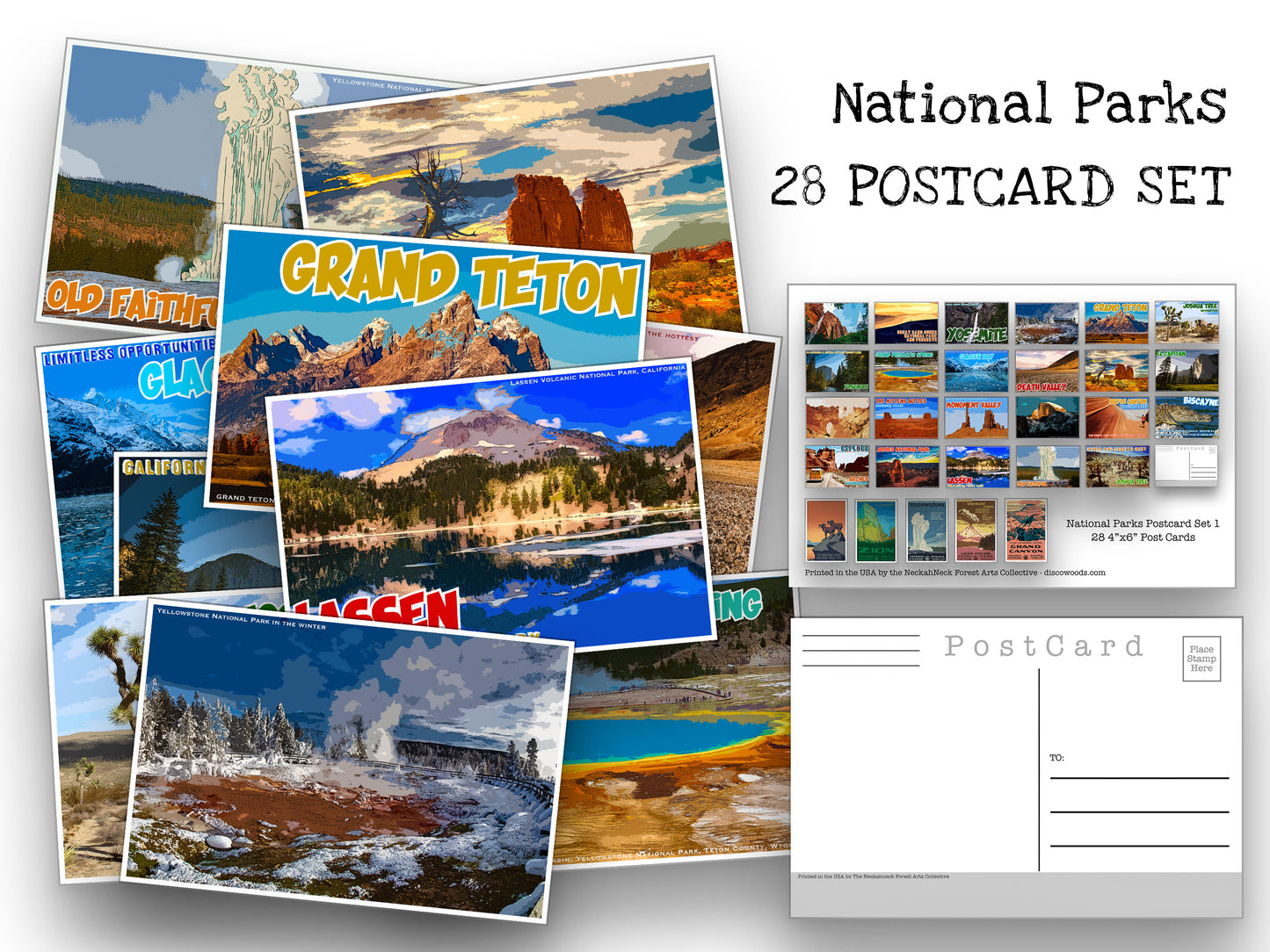 National Parks Postcard Set - Set of 28 National Park Postcards - Travel - Adventure - Natural Wonders - Scrapbooking -collage - Post Cards