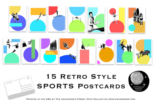 Set of 15 Retro Sports Postcards great for Scrapbooking, mailing as Post Cards or collage kits