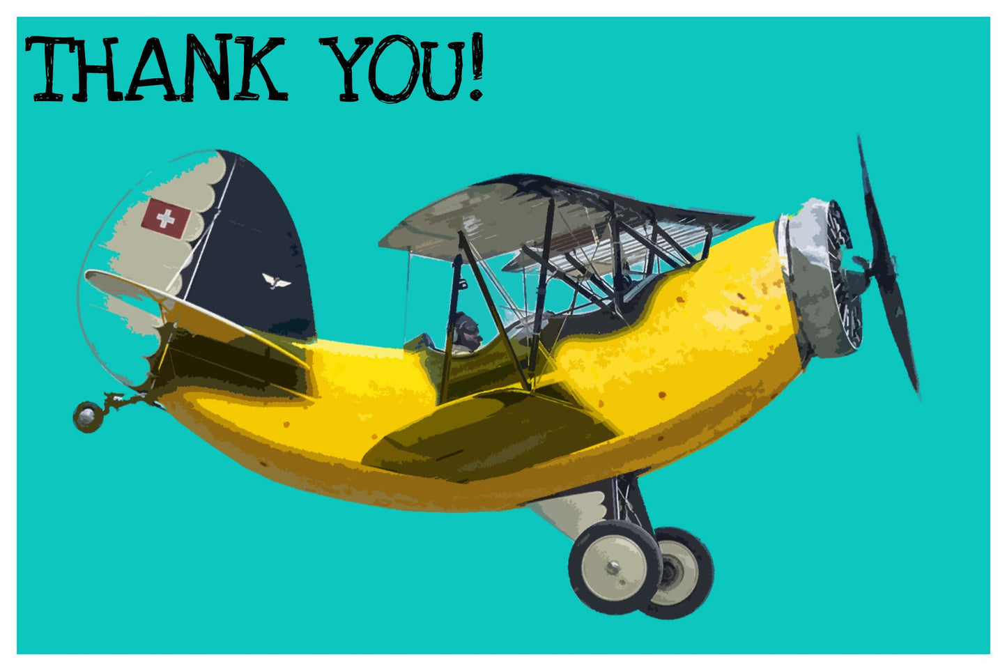 Banana Airplane Thank You Postcards - 10 post card set - Surrealist pop art thank you cards for any occasion - mailing, collage or scrapbook