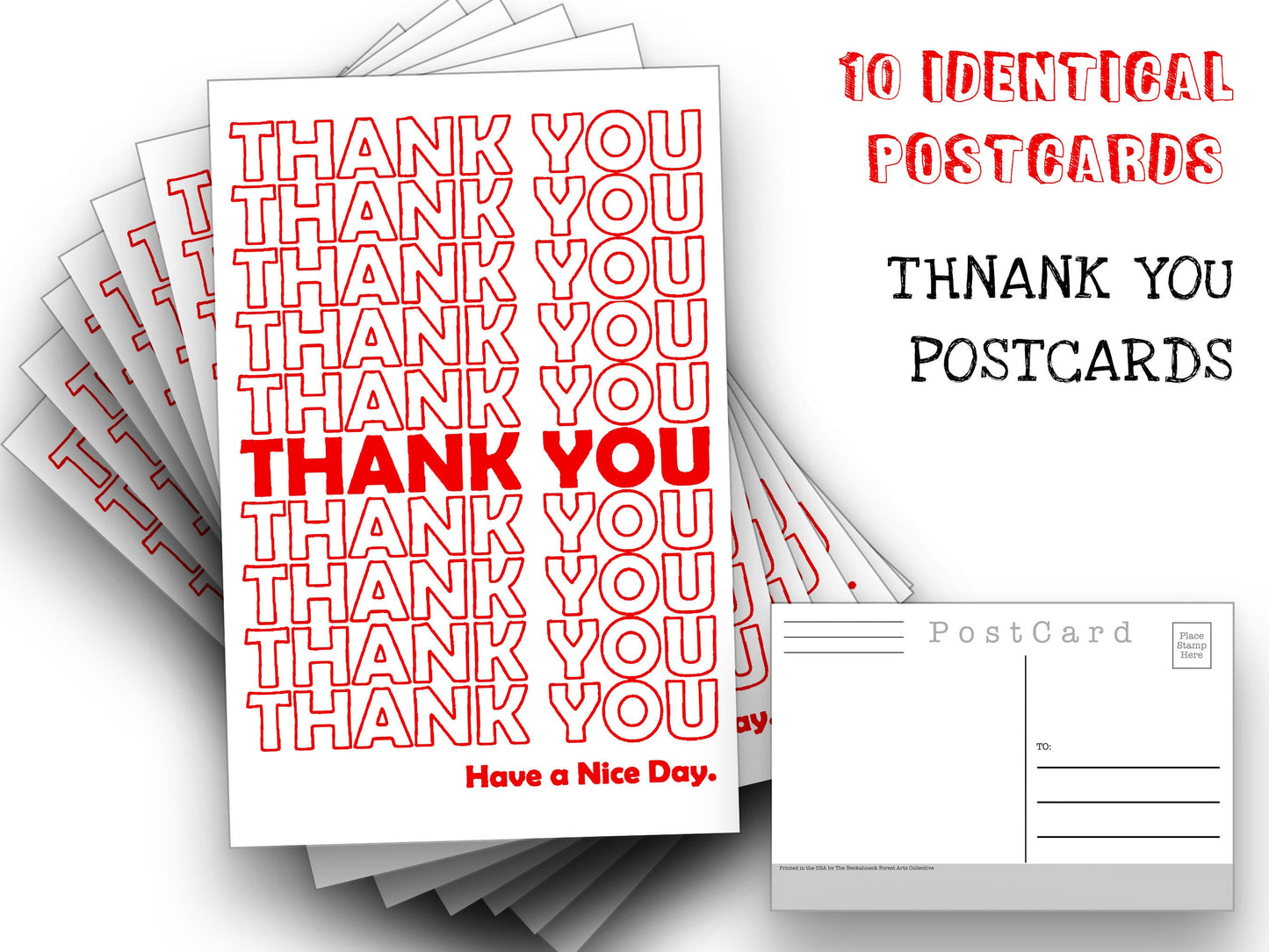 Thank You Postcards - A set of 10 Thank You, Have A Nice Day Post Cards - for mailing collage or scrapbook
