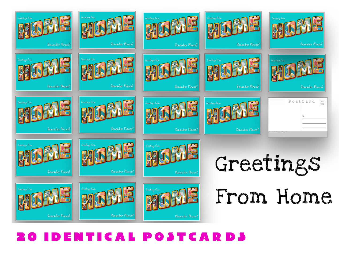Greetings From Home Postcard Pack- Set of 20 Identical Corona Virus Postcards - Created from the CDC's Covid-19 posters