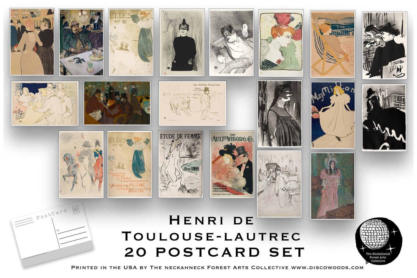 Toulouse-Lautrec Postcard Set - Set of 20 Artist Postcards - Scrapbooking Post Cards - Henri Marie Raymond de Toulouse-Lautrec
