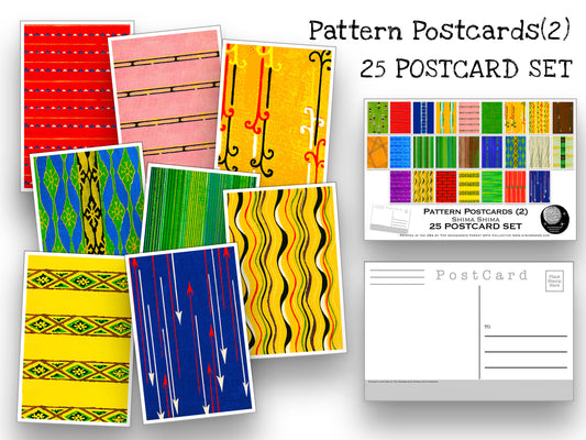 Pattern Postcard Set (2) - Set of 25 Artist Postcards - Shima Shima - Art Deco art -Scrapbooking - Vintage - wall art