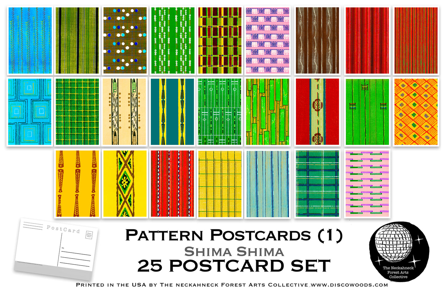 Pattern Postcard Set (1) - Set of 25 Artist Postcards - Shima Shima - Art Deco art -Scrapbooking - Vintage - wall art